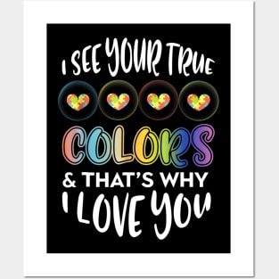 I See Your True Colors Hands Autism Awareness Posters and Art